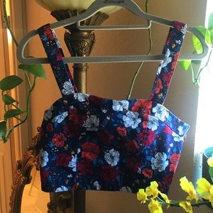 Floral backless crop top
